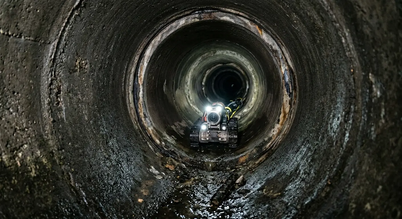 Robotic sewer camera inspecting pipe interior for Sewer Line Repair in South Euclid